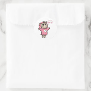 Zachte Kat Knuffel Me Roze Hoodie Hart Sticker