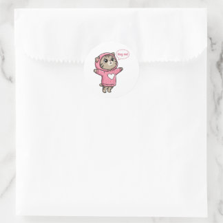 Zachte Kat Knuffel Me Roze Hoodie Hart Sticker