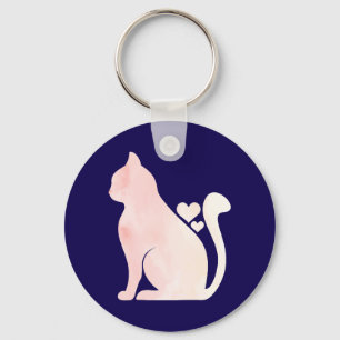 Zachte Kat met Hartjes Sleutelhanger