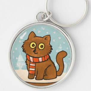Zachte kat met sjaal sleutelhanger