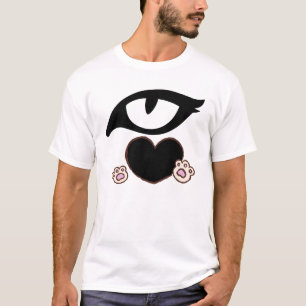 Zachte Kat Poot Hart met Kawaii Ogen T-shirt