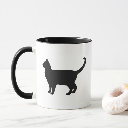 Zachte kat silhouet mok (Met donut)
