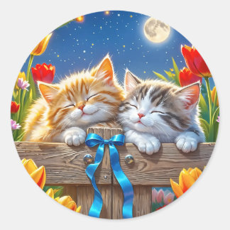 Zachte katvriendenstickers ronde sticker