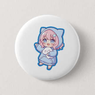 Zachte Kawaii Anime Meisje Sticker Ronde Button 5,7 Cm