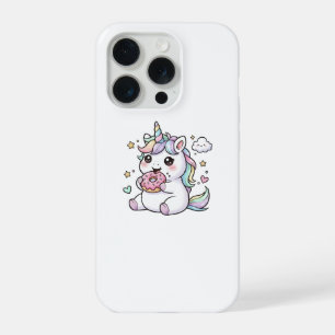 Zachte Kawaii Eenhoorn Donut Phonehoes iPhone 15 Pro Hoesje
