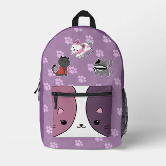 Zachte Kawaii Kat Rugzak Paarse Pootafdruk Ontwerp