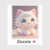 Zachte Kawaii Knuffige Witte Kat Sticker (Vel)
