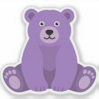 Zachte Kawaii Zittende Paarse Teddibeer Vinyl Sticker