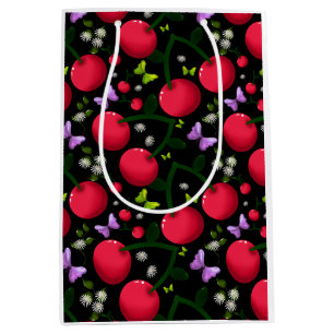 Zachte Kersen Vlinder Patroon, Glanzend Kawaii Fru Medium Cadeauzakje