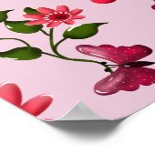 Zachte Kersen Vlinder Patroon, Glanzend Kawaii Fru Poster (Hoek)