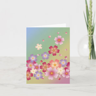 Zachte Kersenbloesem Kimono Stijl Regenboog Notitiekaartje