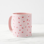 Zachte Kersenpatroon | Roze Esthetische Naadloze Mok (Voorkant links)
