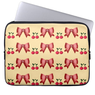 Zachte Kersenslus Naadloos Patroon Roze Esthetiek Laptop Sleeve