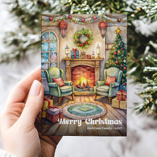 Zachte Kerst interieur kaart klassieke rode groene
