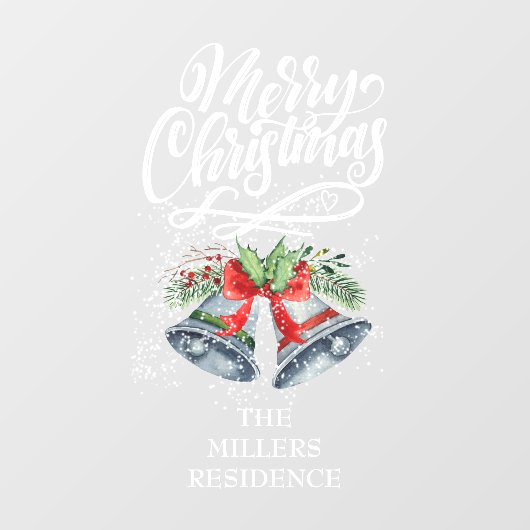 Zachte kerstkalligrafie Silver Bells Raamsticker (Vel)
