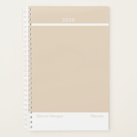 Zachte Khaki/Beige Minimalistische Planner (Voorkant)