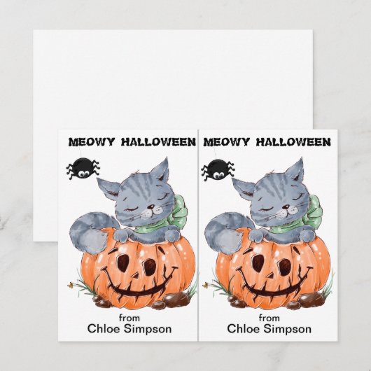 Zachte Kittyschool Feest Halloween Kaart (Voorkant / Achterkant)