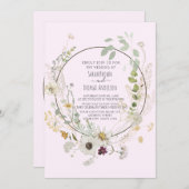 Zachte kleur Wilde bloemen Baby Roze uitnodiging (Voorkant / Achterkant)
