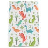 Zachte kleuren Dinosauriërs palmbomen Kinderen Medium Cadeauzakje (Voorkant)