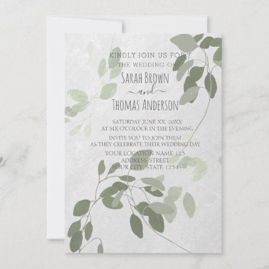 Zachte kleuren - Sage Mint Green INVITATION Kaart (Voorkant)