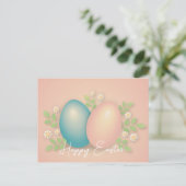 Zachte kleuren voor eitjes- en lenteslijmbloemen briefkaart (Staand voorkant)