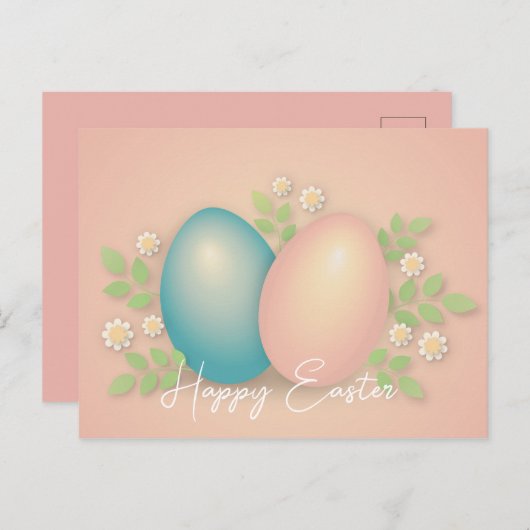 Zachte kleuren voor eitjes- en lenteslijmbloemen briefkaart (Voorkant / Achterkant)