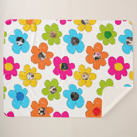 Zachte kleurrijke bloem Honden Moeder Leuke Foto C Sherpa Deken (Voorkant (horizontaal))