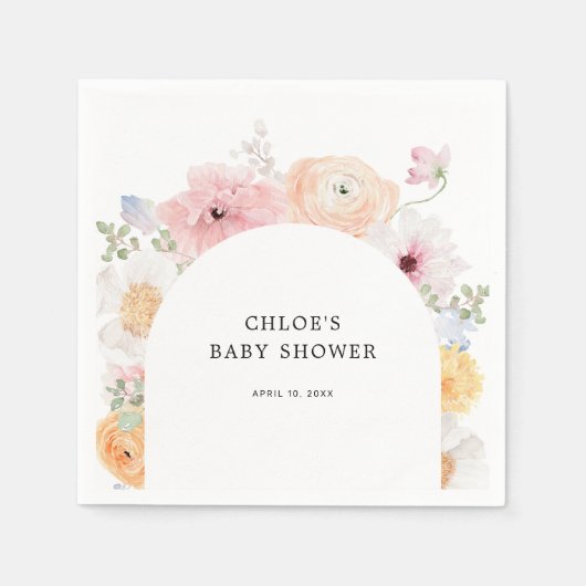 Zachte kleurrijke pastel bloemboog servet (Voorkant)