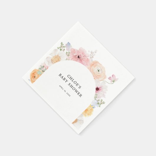 Zachte kleurrijke pastel bloemboog servet (Hoek)