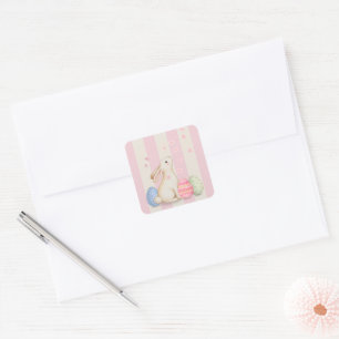 Zachte Konijn Pastel Pasen Vierkante Sticker