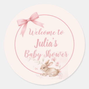 Zachte Konijn Welkom Design met Pastel Lint Ronde Sticker