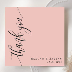 Zachte Koraal Roze Kalligrafie Schrift Bruiloft Bedankkaart