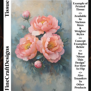 Zachte Koraal Roze Pioen Bloemen & Knoppen CR2 Dec Tissuepapier