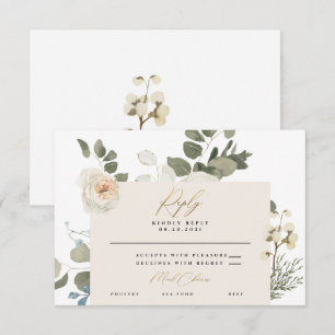 Zachte koraalwitte flora botanische groen RSVP kaartje