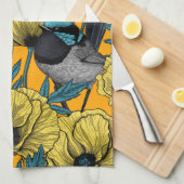 Zachte kreeften en papavers, geel theedoek (Quarter Fold)