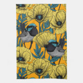 Zachte kreeften en papavers, geel theedoek (Verticaal)