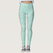 Zachte kristallijne Aqua Blue Glitter CUSTOM-TEKST Leggings (Voorkant)