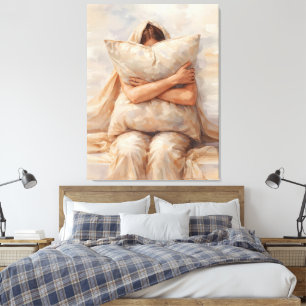 Zachte Kussenknuffel Emotionele Troost Portret Canvas Afdruk