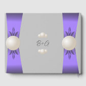 Zachte lavendel & grijs parel lint bruiloft gastenboek (Achterkant)