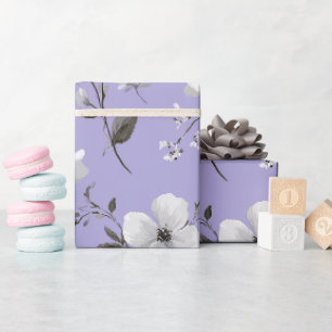 Zachte lavendelbloem witte bloemmotief cadeaupapier