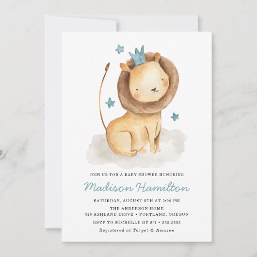 zachte leeuw | uitnodiging tot baby shower (Voorkant)