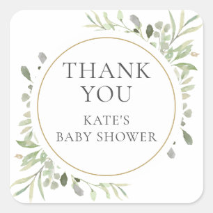 Zachte Lente Bladeren Baby Shower Bedankt Vierkante Sticker