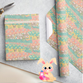 Zachte lente paaskleuren Schattigee gele kuikens Cadeaupapier