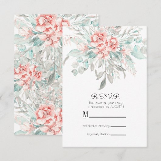 Zachte Lente Zomer Bloemige Groene Begroeiing RSVP (Voorkant / Achterkant)