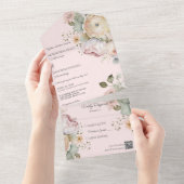 Zachte lentekleuren Bloemen All In One Uitnodiging (Afscheurbaar)