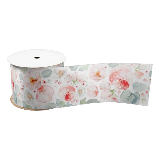 Zachte lichtroze bloemen elegante botanische moder lint (Spoel)