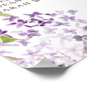 Zachte Lila Paarse Floral Wedding Seating Chart Poster (Hoek)