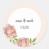 Zachte Lila Rozen Waterverf Ronde Sticker (Voorkant)