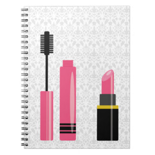 Zachte Make-up Roze Lippenstift En Mascara Notitieboek
