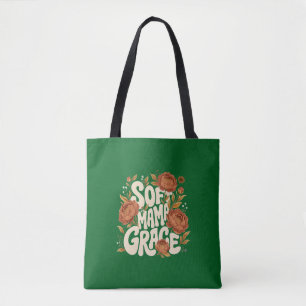 Zachte Mama Grace Herfst Bloemige Retro Typografie Draagtas